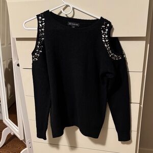 INC International Concepts Black Off-the-Shoulder Sweater
